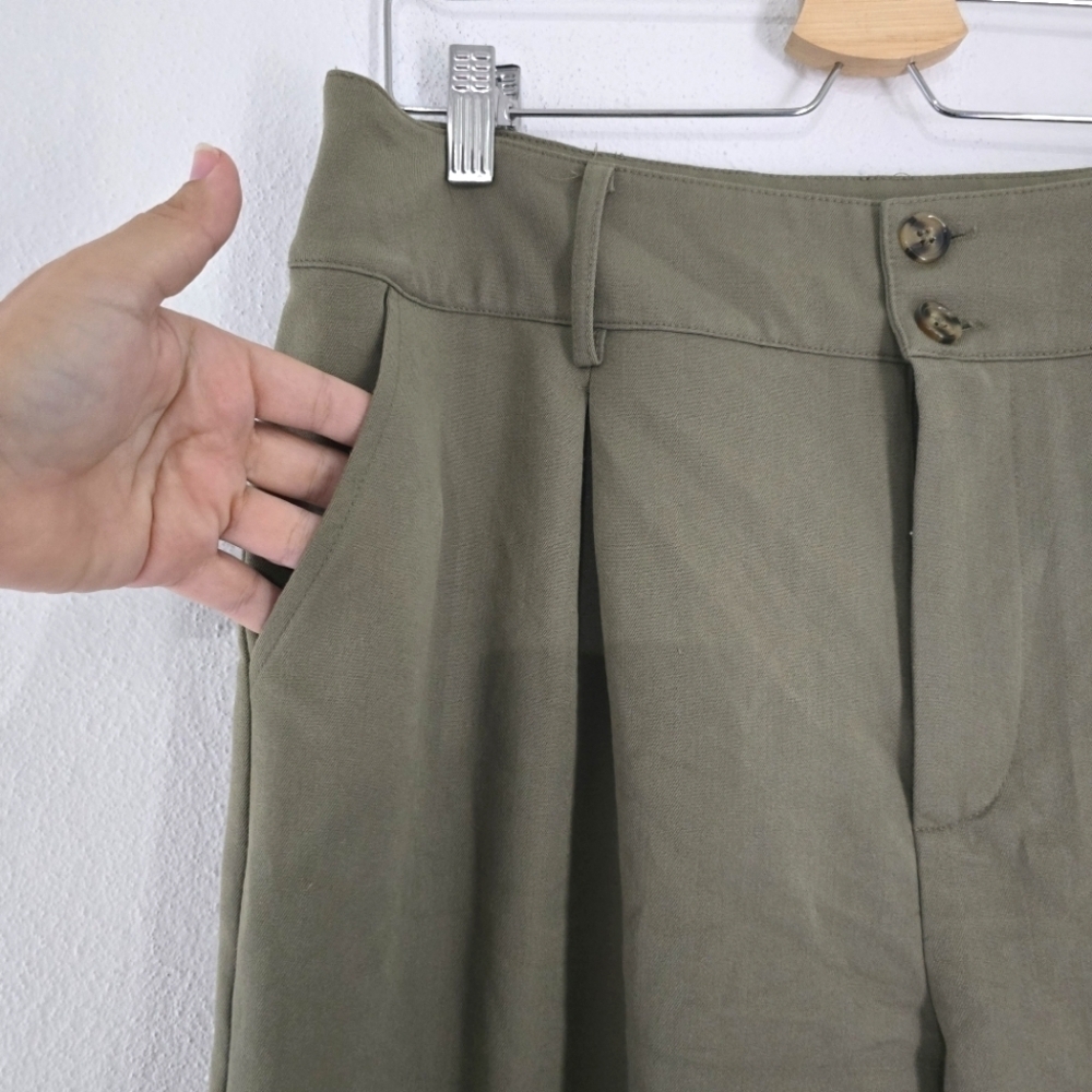 And Now This Olive Green Wide Leg Cargo Pants Large - Picture 7 of 15